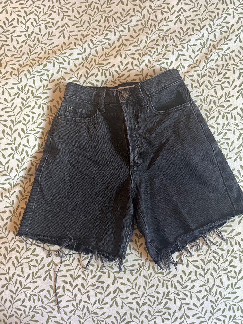 Garage Black High-Rise Denim Cutoff Shorts with Frayed Hem
